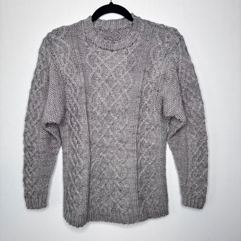 Handmade Cable Knit Sweater Womens Size S Long Sleeve Pullover Soft Size S‎